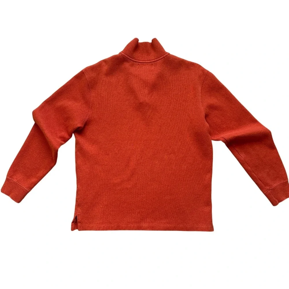 VTG Polo Ralph Lauren 1/4 Zip Knit Sweater Burnt Orange M Pony Mock Neck